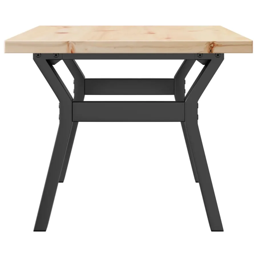 Table basse cadre en Y 80x50x40,5cm bois de pin massif et acier - 5