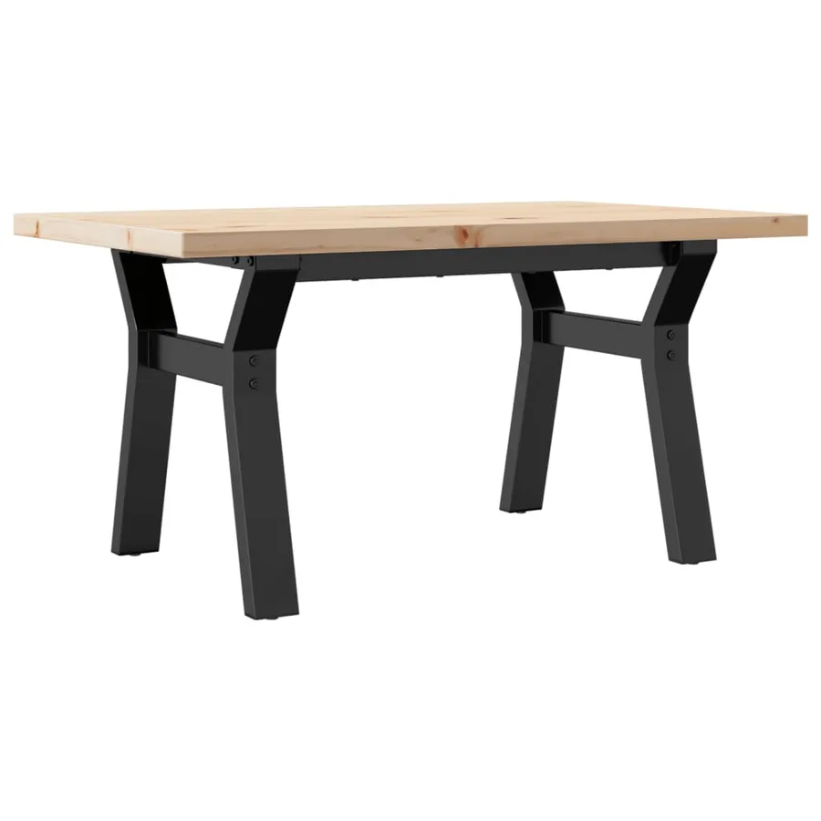 Table basse cadre en Y 80x50x40,5cm bois de pin massif et acier - 6