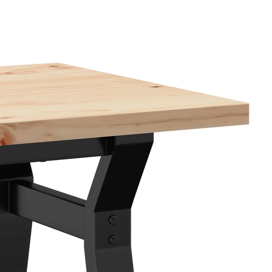 Table basse cadre en Y 80x50x40,5cm bois de pin massif et acier - 7