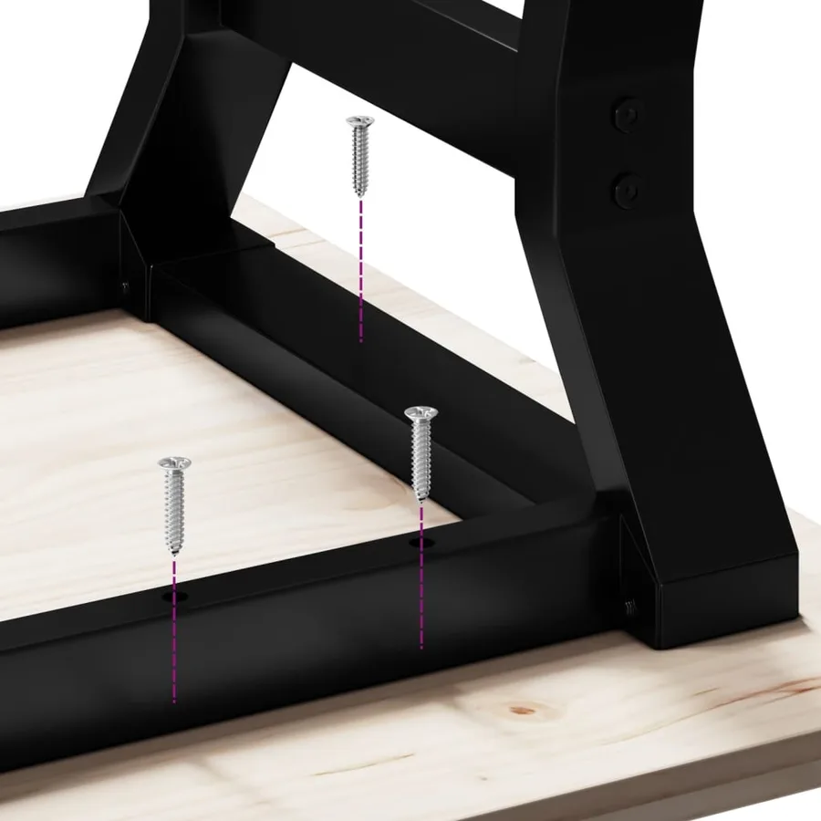 Table basse cadre en Y 80x50x40,5cm bois de pin massif et acier - 8
