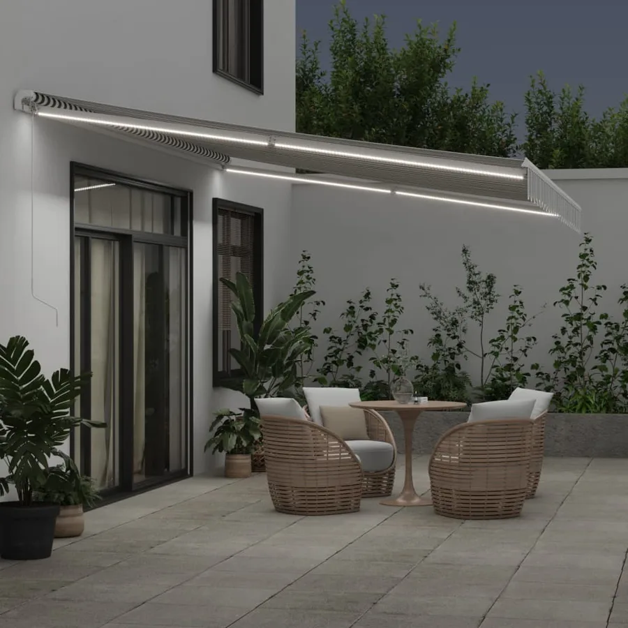 Auvent manuel rétractable avec LED anthracite blanc 500x350 cm - 3