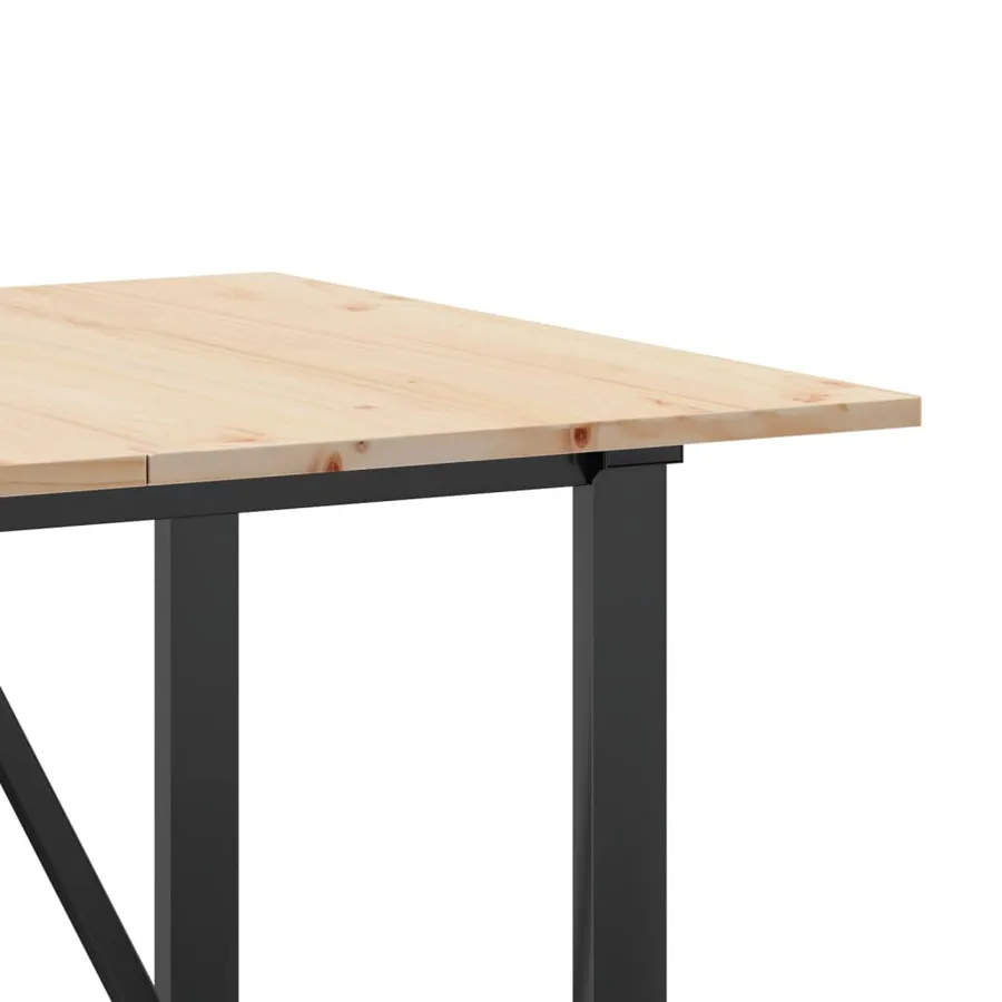 Table à manger cadre en O 160x80x75 cm bois de pin massif acier - 7
