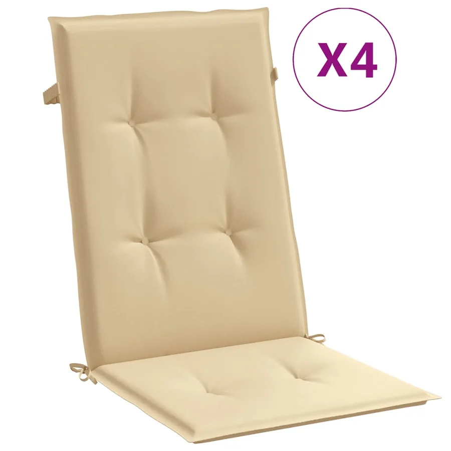 Coussins de chaise à dossier haut lot de 4 beige mélangé tissu - 2