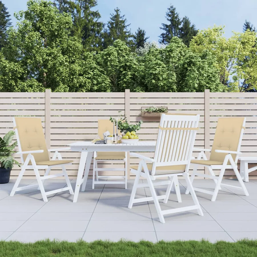 Coussins de chaise à dossier haut lot de 4 beige mélangé tissu - 3