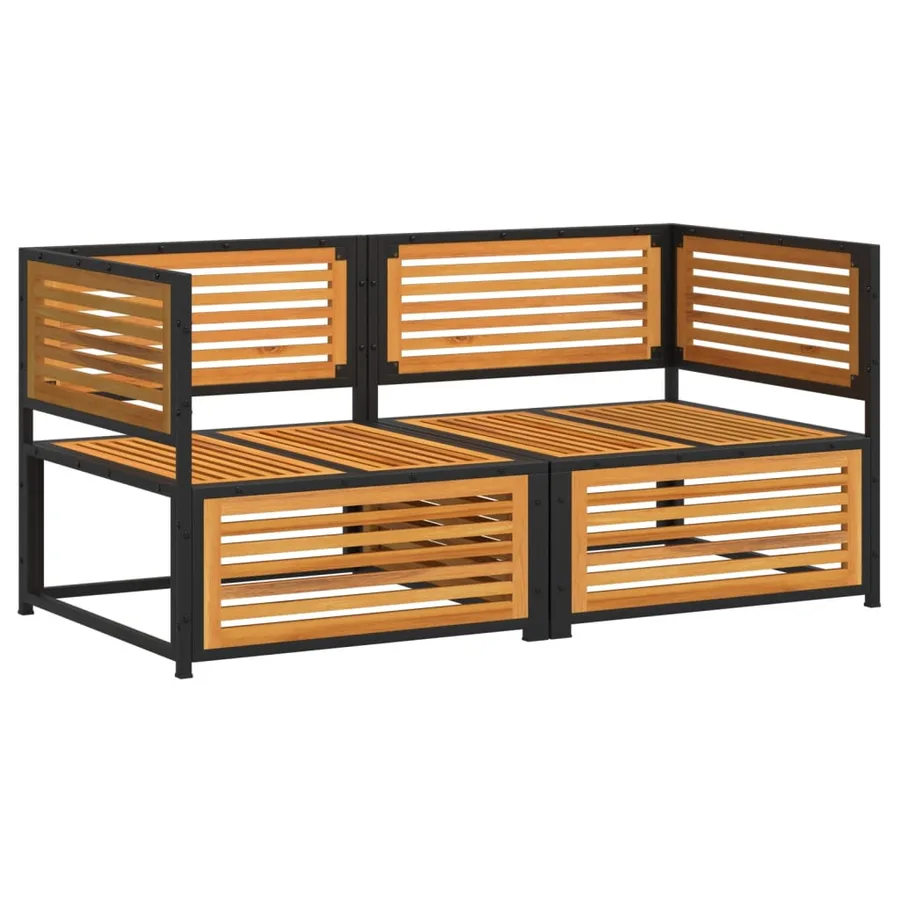 Salon de jardin avec coussins 2 pcs bois massif acacia - 3