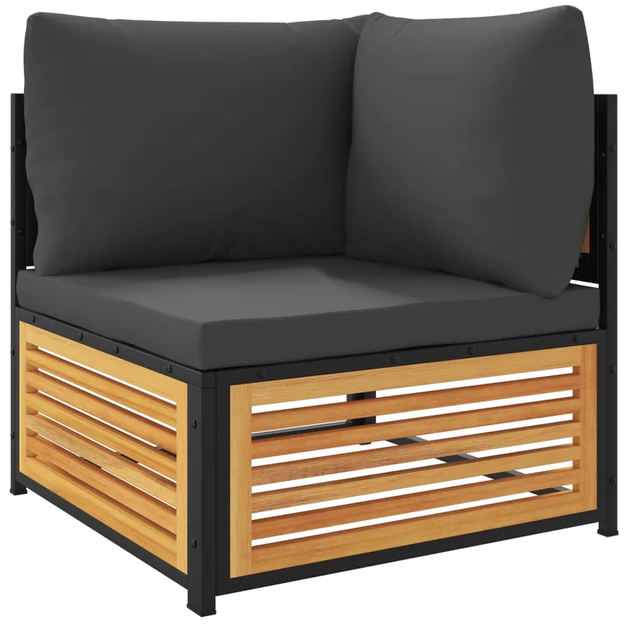 Salon de jardin avec coussins 2 pcs bois massif acacia - 4