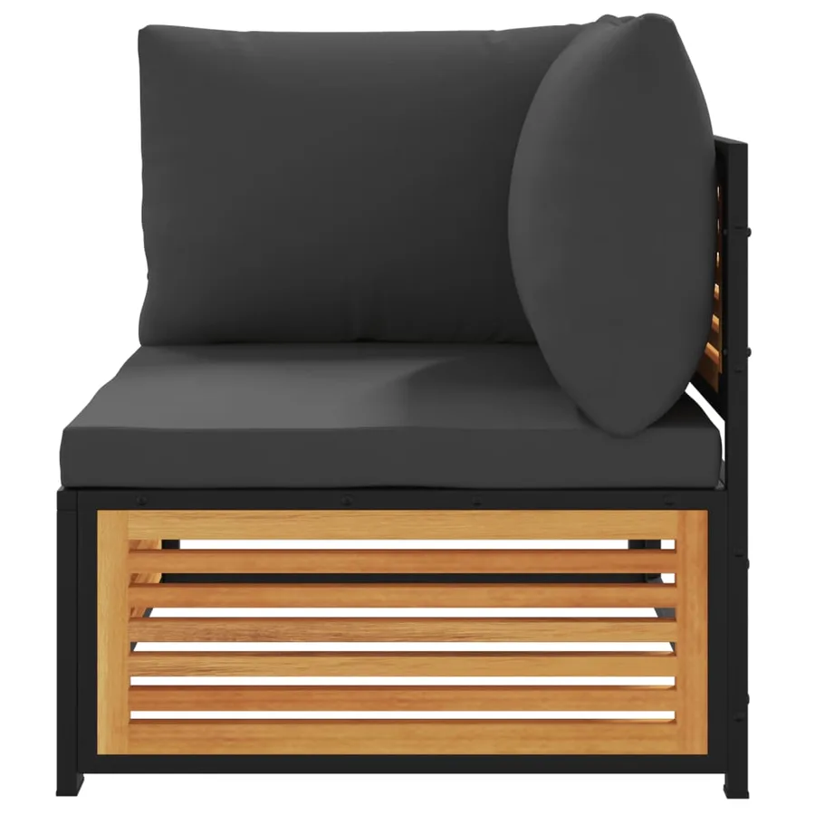 Salon de jardin avec coussins 2 pcs bois massif acacia - 5