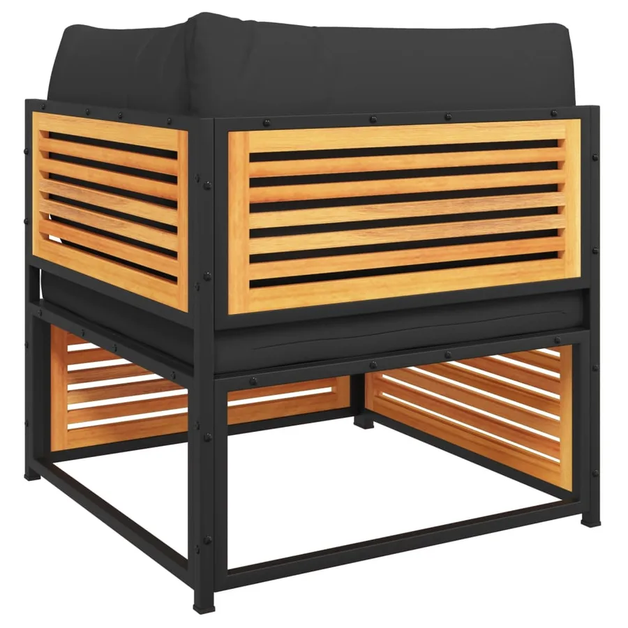Salon de jardin avec coussins 2 pcs bois massif acacia - 7