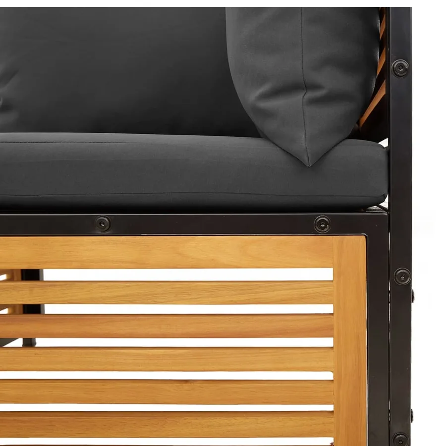 Salon de jardin avec coussins 2 pcs bois massif acacia - 8