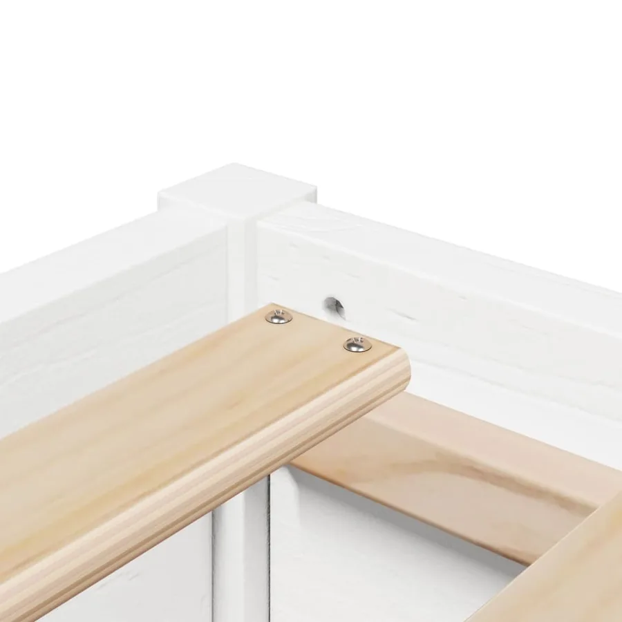 Lit avec matelas blanc 140x190 cm bois massif de pin - 10