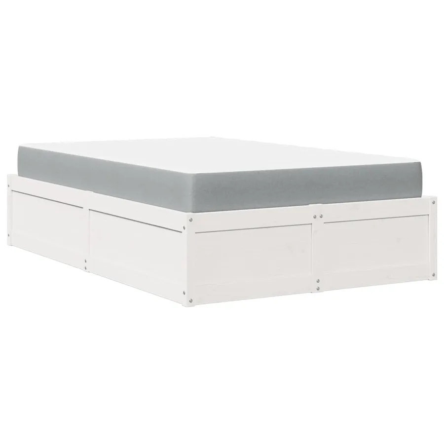 Lit avec matelas blanc 140x190 cm bois massif de pin - 2