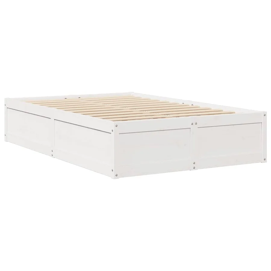 Lit avec matelas blanc 140x190 cm bois massif de pin - 5