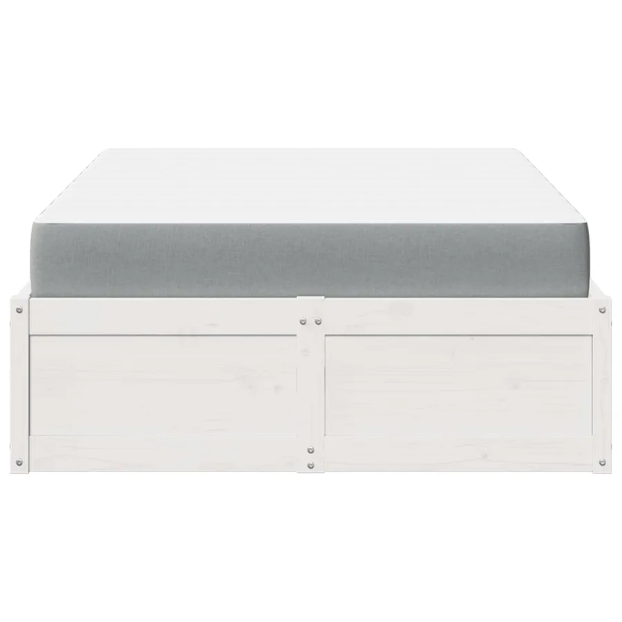 Lit avec matelas blanc 140x190 cm bois massif de pin - 6
