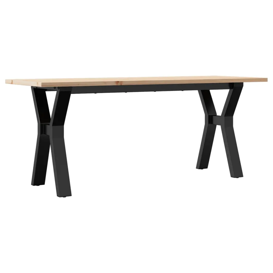 Table basse cadre en Y 110x40x45 cm bois de pin massif et acier - 6