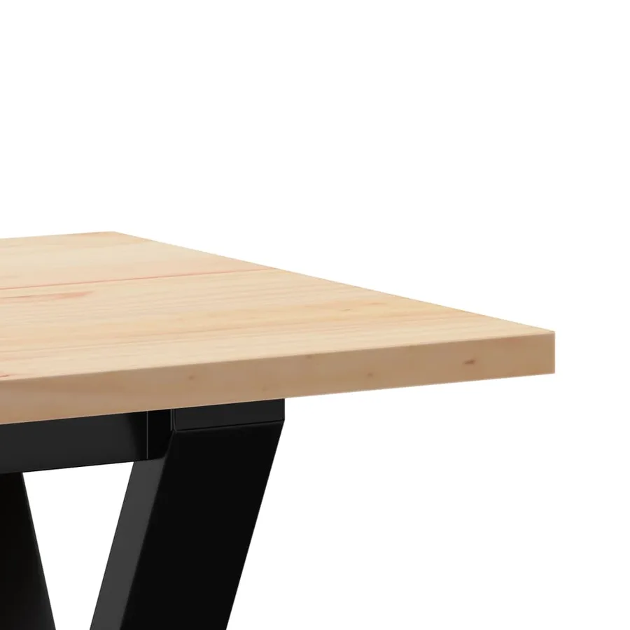 Table basse cadre en Y 110x40x45 cm bois de pin massif et acier - 7