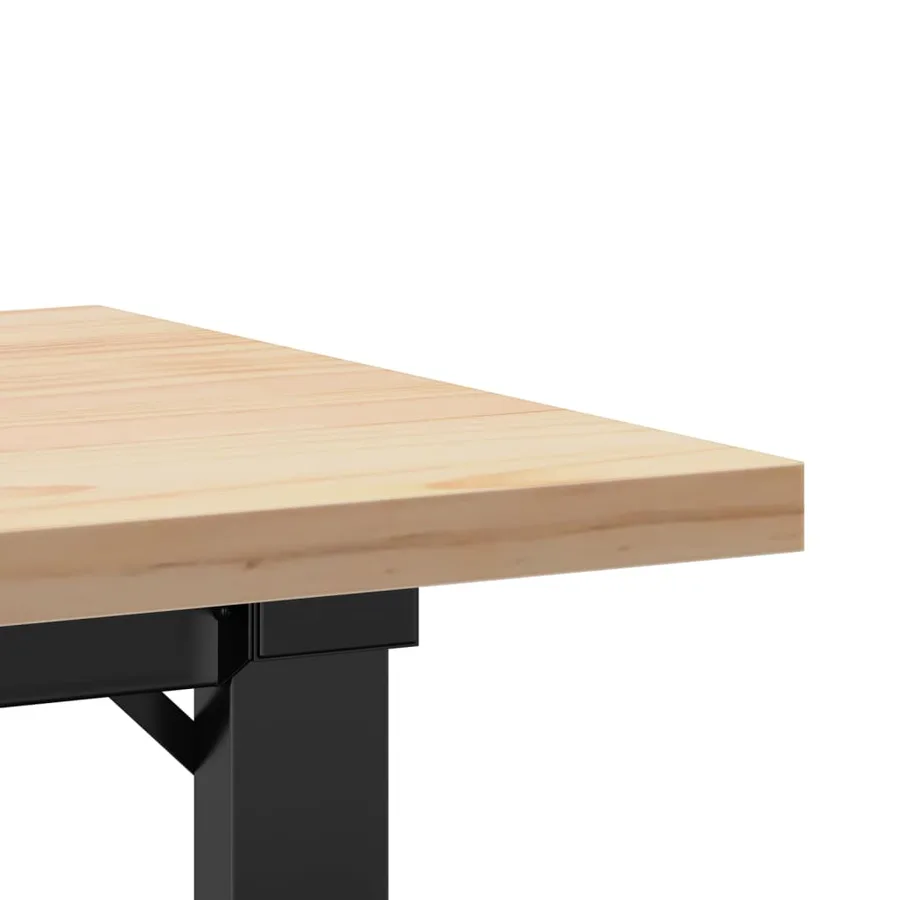 Table basse cadre en O 100x50x45,5 cm bois de pin massif acier - 7
