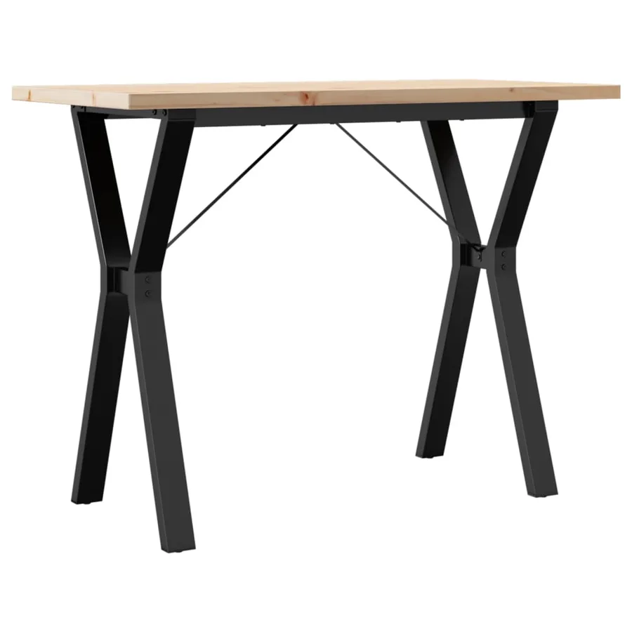 Table à manger cadre en Y 100x50x75,5 cm bois pin massif acier - 2