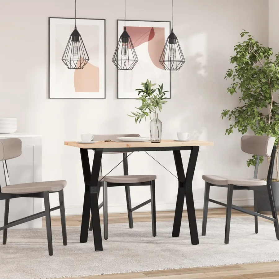 Table à manger cadre en Y 100x50x75,5 cm bois pin massif acier - 3