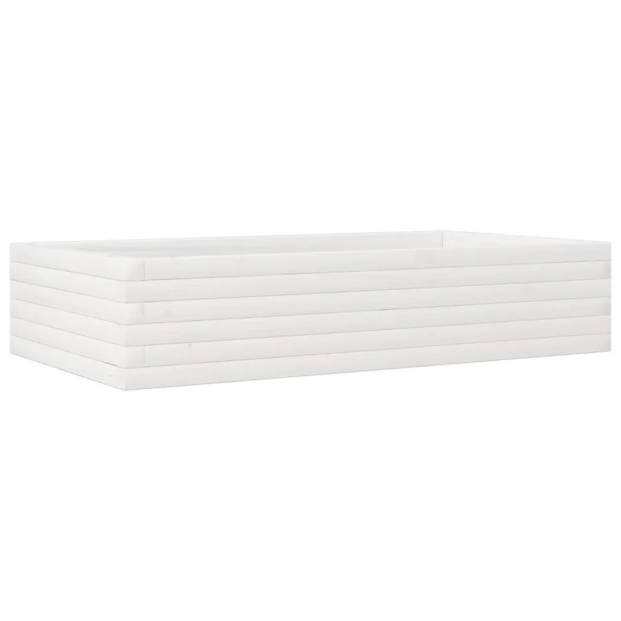 Jardinière blanc 110x60x23 cm bois de pin massif - 7