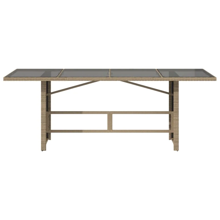 Table de jardin avec dessus en verre beige résine tressée - 4