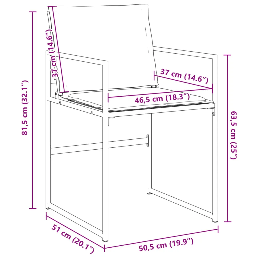 Chaises de jardin avec coussins lot de 4 blanc acier/textilène - 11