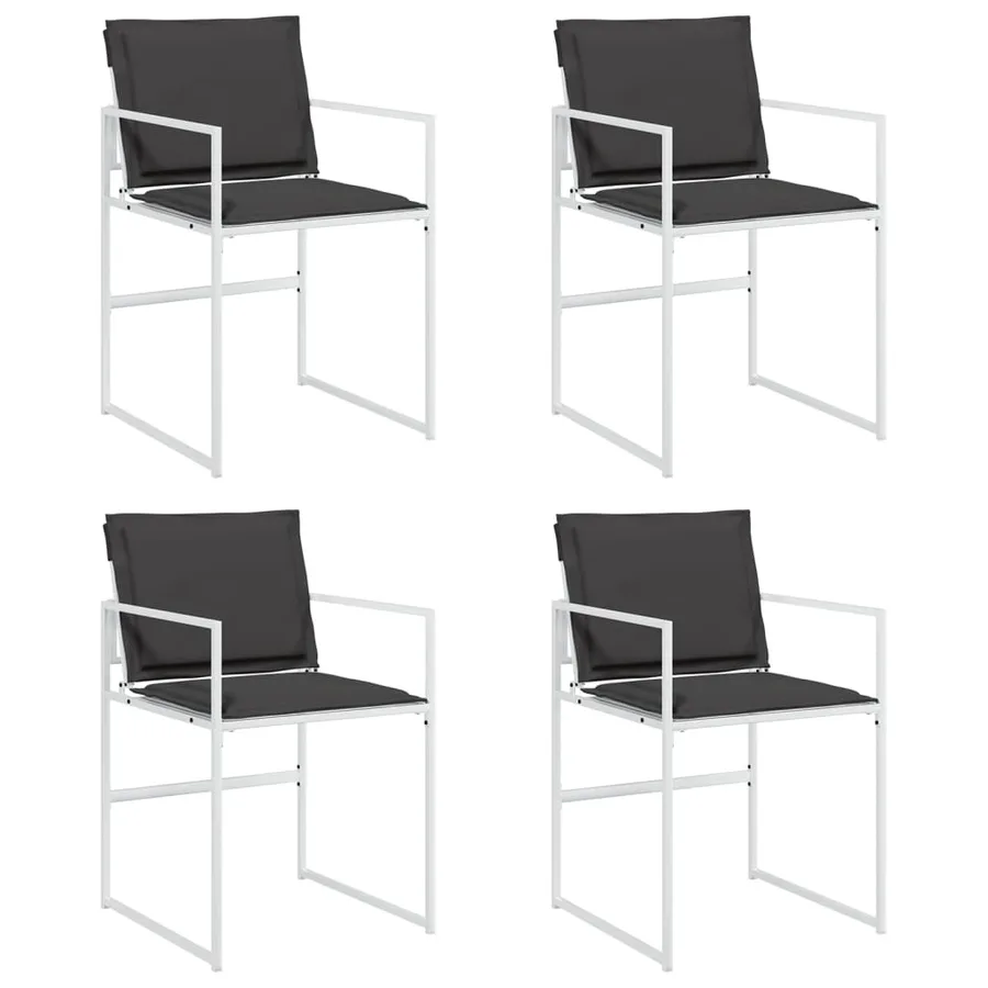 Chaises de jardin avec coussins lot de 4 blanc acier/textilène - 2