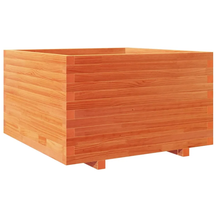 Jardinière cire marron 80x80x49,5 cm bois de pin massif - 7