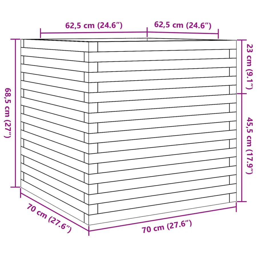 Jardinière 70x70x68,5 cm bois de pin massif - 10