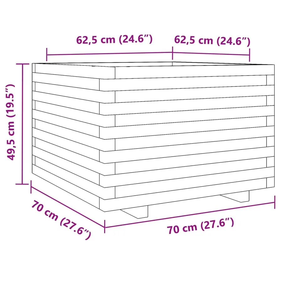 Jardinière 70x70x49,5 cm bois massif douglas - 10
