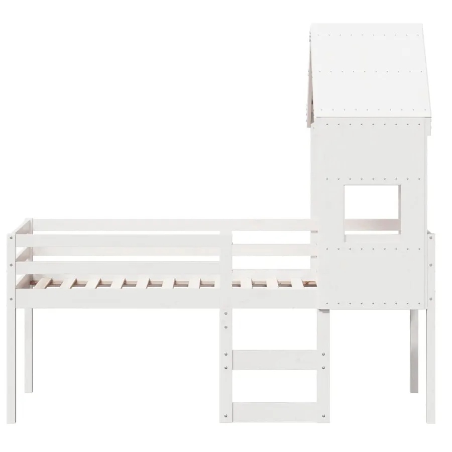 Lit haut sans matelas blanc 90x190 cm bois de pin massif - 4
