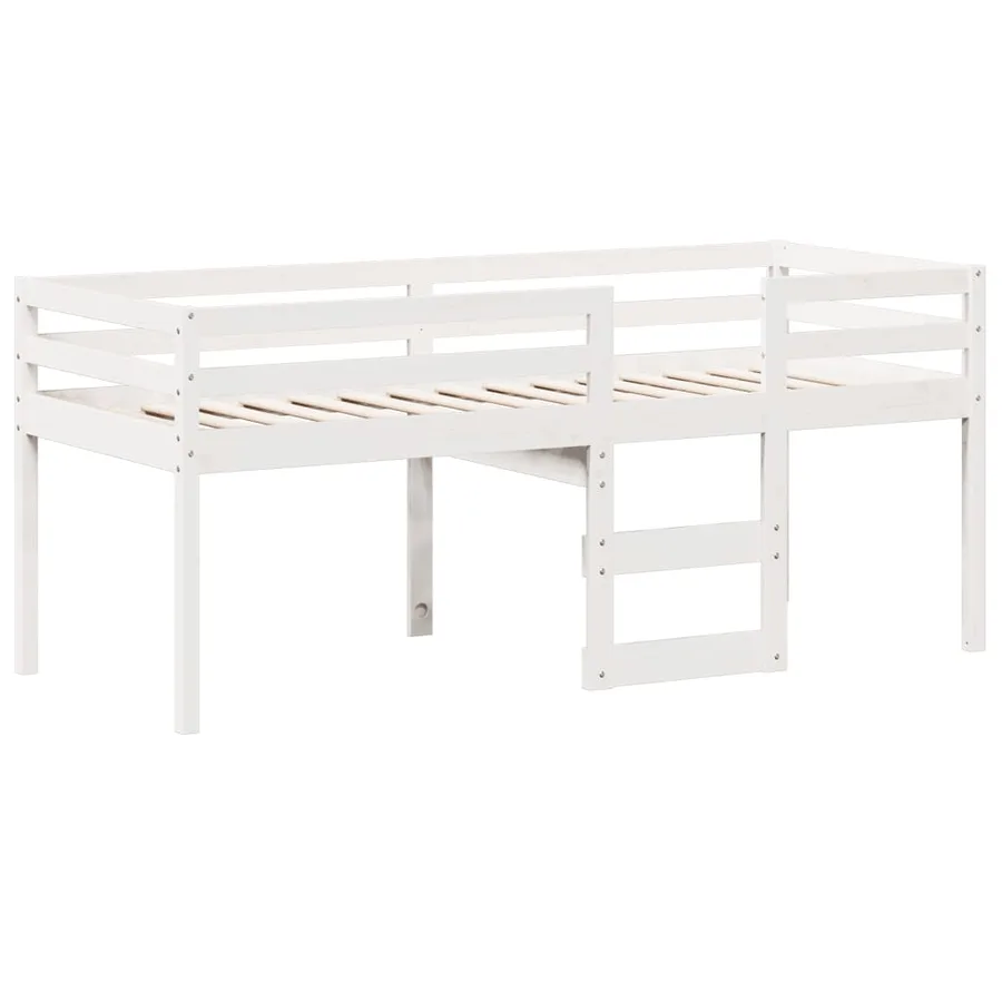 Lit haut sans matelas blanc 90x190 cm bois de pin massif - 5