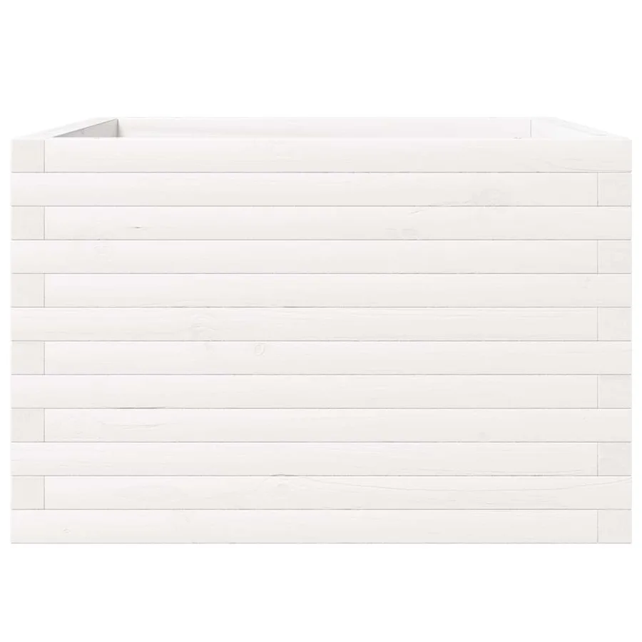 Jardinière blanc 70x70x46 cm bois de pin massif - 6