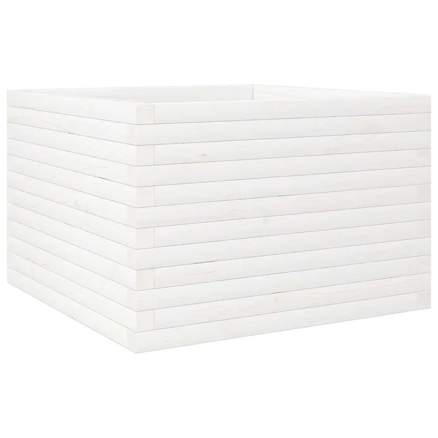 Jardinière blanc 70x70x46 cm bois de pin massif - 7