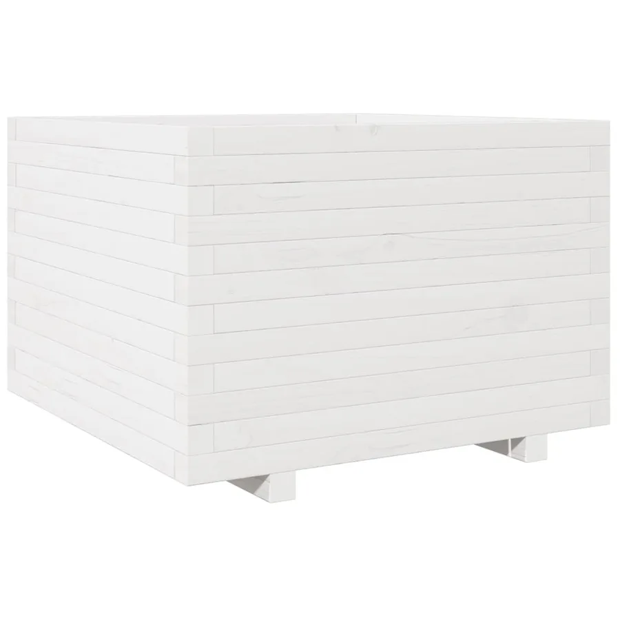 Jardinière blanc 70x70x49,5 cm bois de pin massif - 7