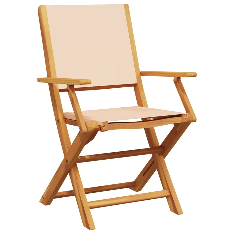 Ensemble de bistro 3 pcs beige tissu et bois massif - 3