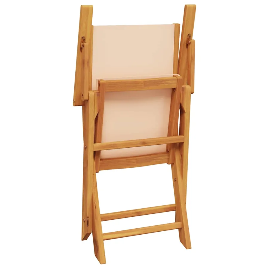 Ensemble de bistro 3 pcs beige tissu et bois massif - 7