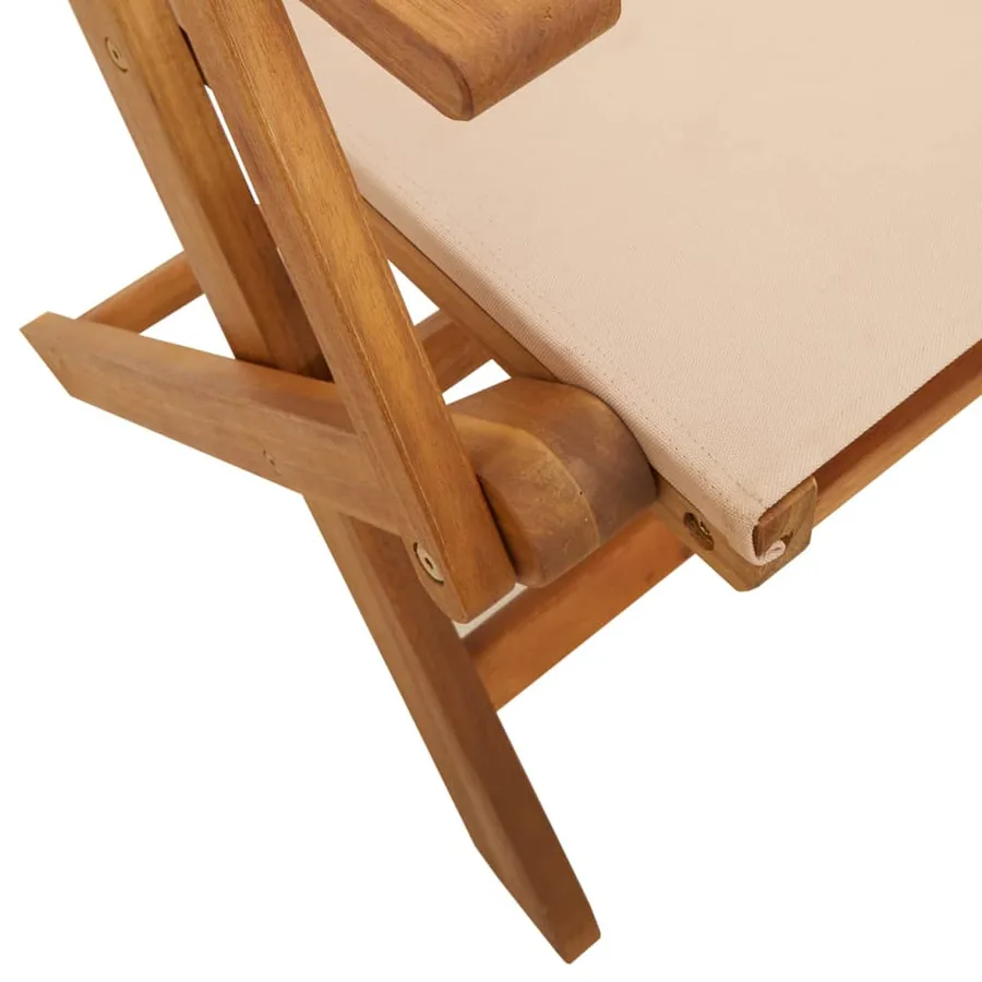Ensemble de bistro 3 pcs beige tissu et bois massif - 9
