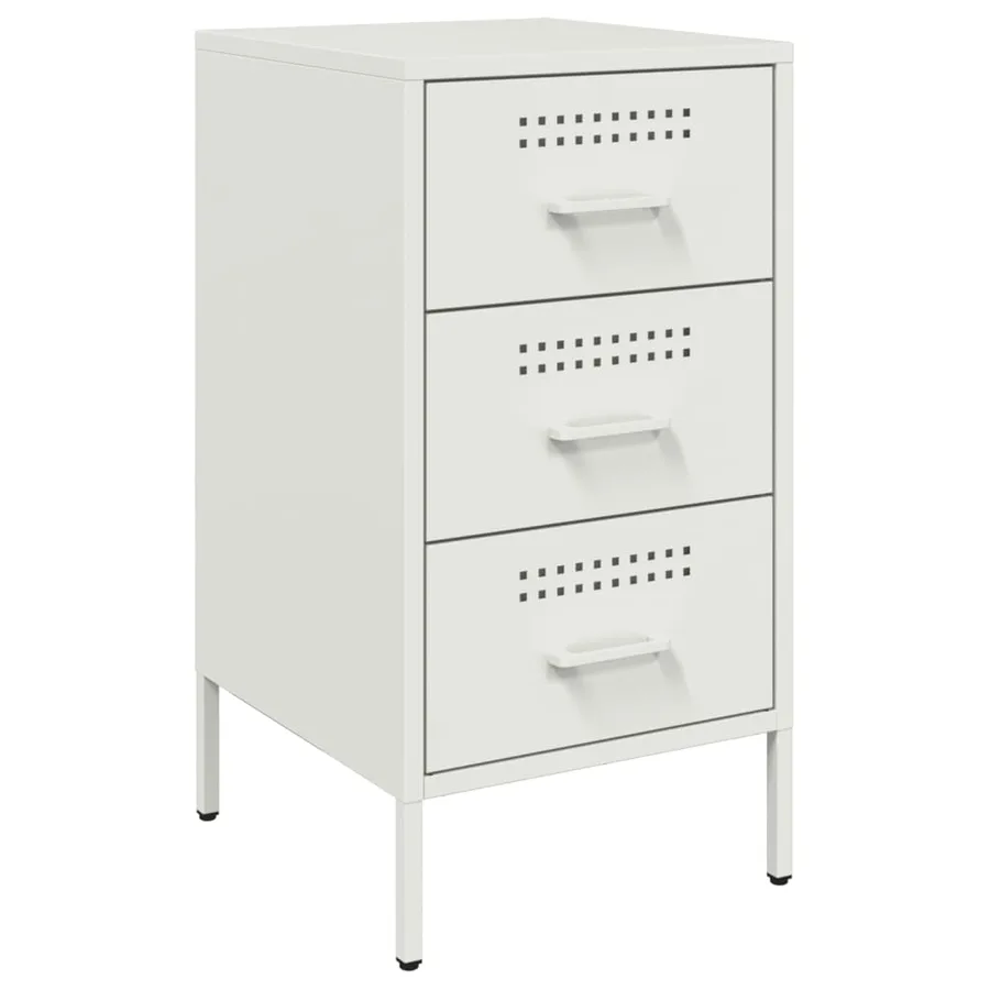 Table de chevet blanc 36x39x68 cm acier - 2