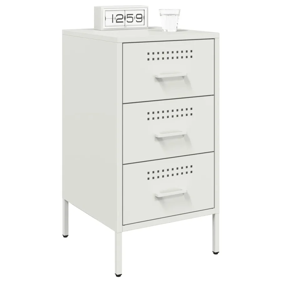 Table de chevet blanc 36x39x68 cm acier - 4