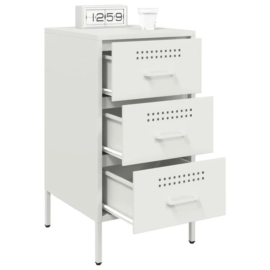 Table de chevet blanc 36x39x68 cm acier - 5