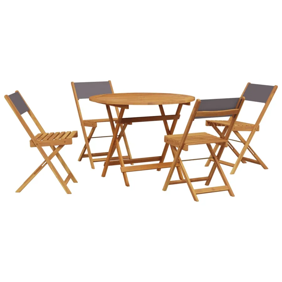 Ensemble à manger de jardin 5 pcs anthracite tissu bois massif - 2