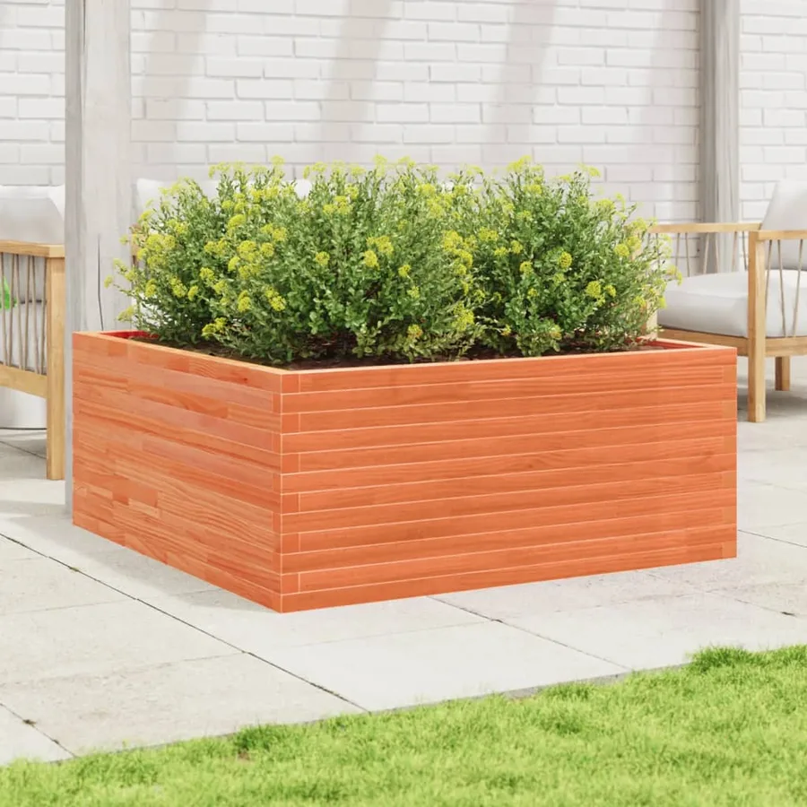 Jardinière cire marron 110x110x46 cm bois de pin massif - 3