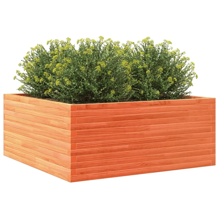 Jardinière cire marron 110x110x46 cm bois de pin massif - 4