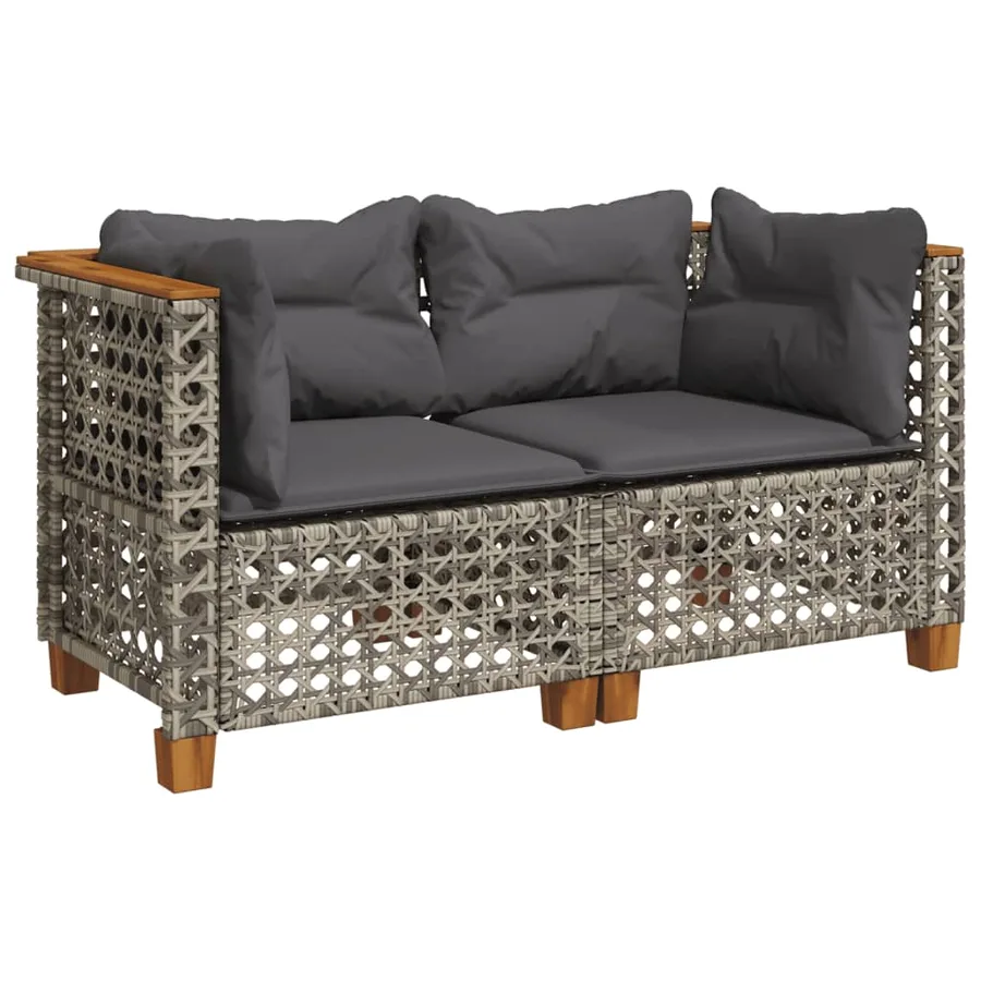 Canapés d'angle de jardin et coussins 2 pcs gris résine tressée - 2