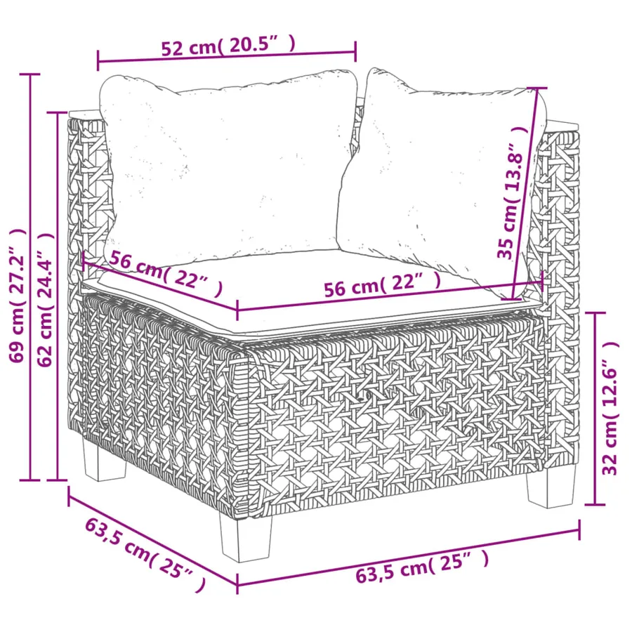 Salon de jardin 9 pcs avec coussins gris résine tressée - 8