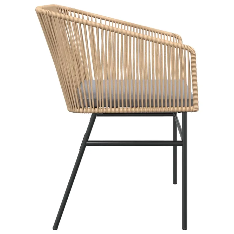 Chaises de jardin lot de 2 et coussins marron rotin - 6