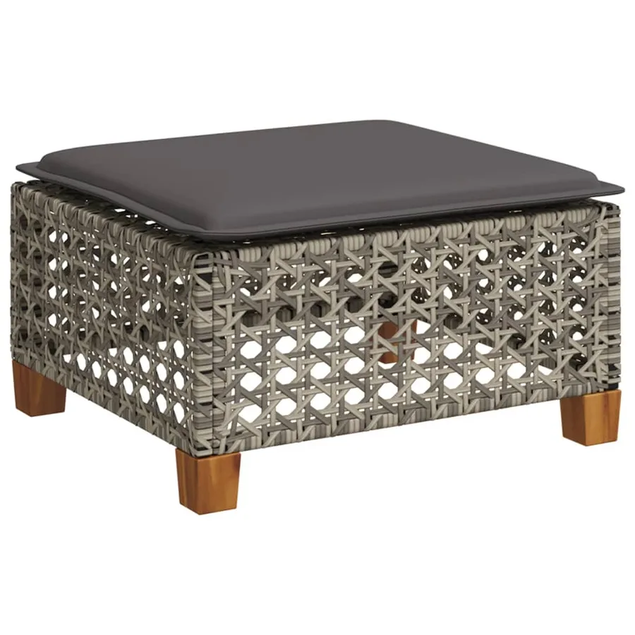 Salon de jardin 8 pcs avec coussins gris résine tressée - 5