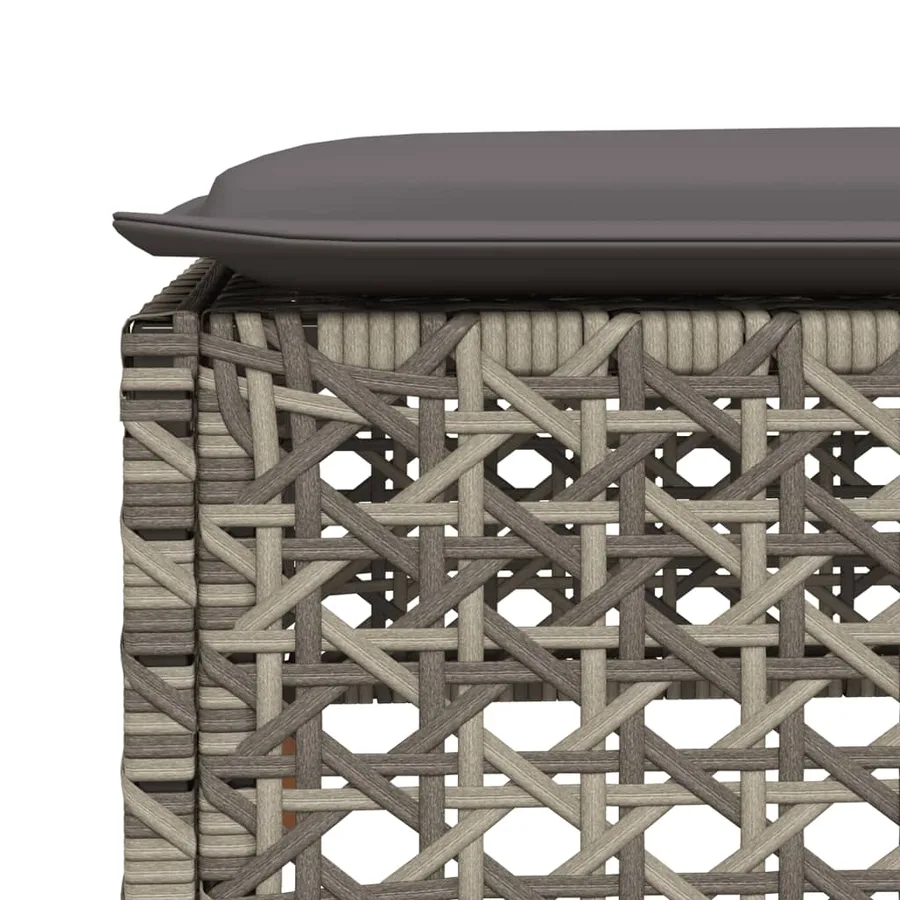 Salon de jardin 5 pcs avec coussins gris résine tressée - 7