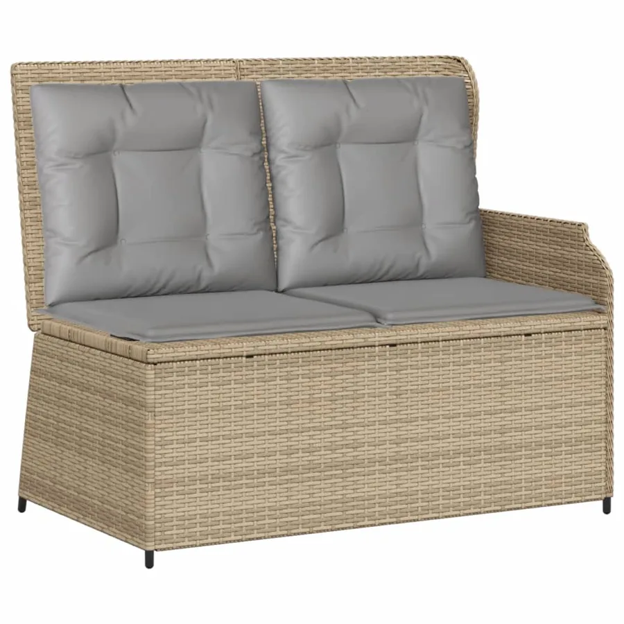 Salon de jardin avec coussins 3 pcs beige résine tressée - 4