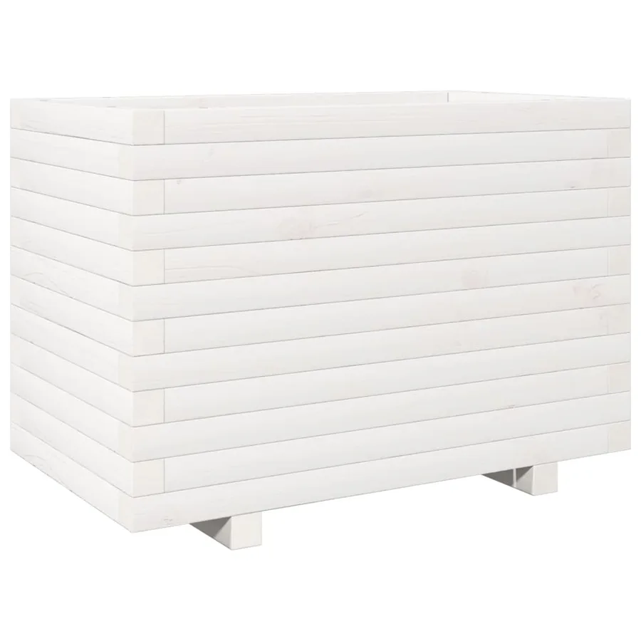 Jardinière blanc 70x40x49,5 cm bois de pin massif - 2